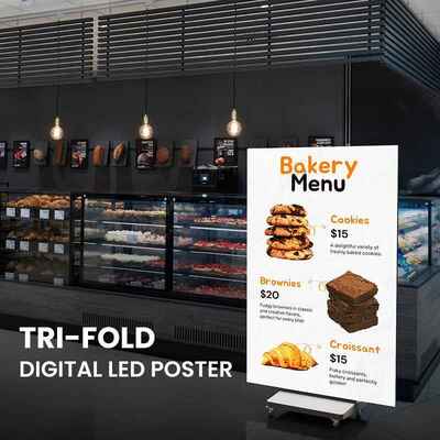 Tri-fold Led Poster Screen Plug And Play Removable Advertising For Retail Store