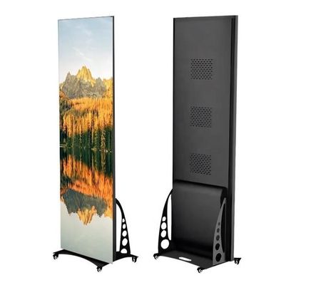 HD Indoor P2 Advertising LED Poster Video Display Digital Player Portable Wheel Move